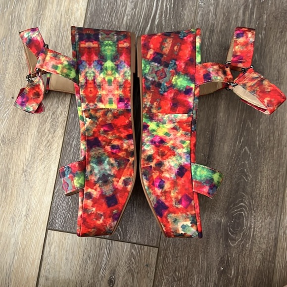 Zara Trafaluc Platform Wedge Sandals Size graphic geometric rainbow PRIDE design - Picture 4 of 7